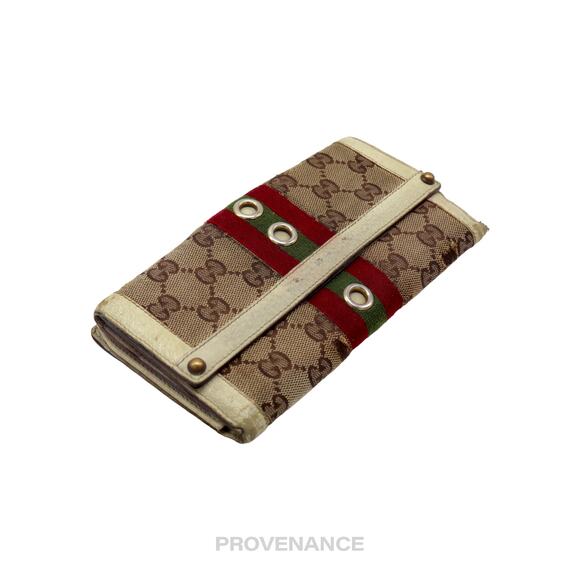 🔴 Gucci GG Canvas Long Wallet - White with Web - Picture 4 of 8